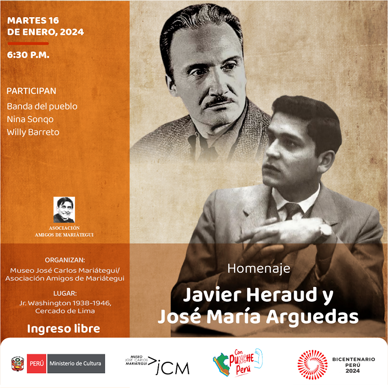 Homenaje a Javier Heraud y José María Arguedas.