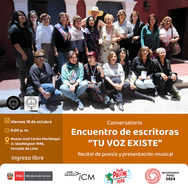 Conversatorio. Encuentro de escritoras "tu voz existe". Recital de poesía y presentación musical.