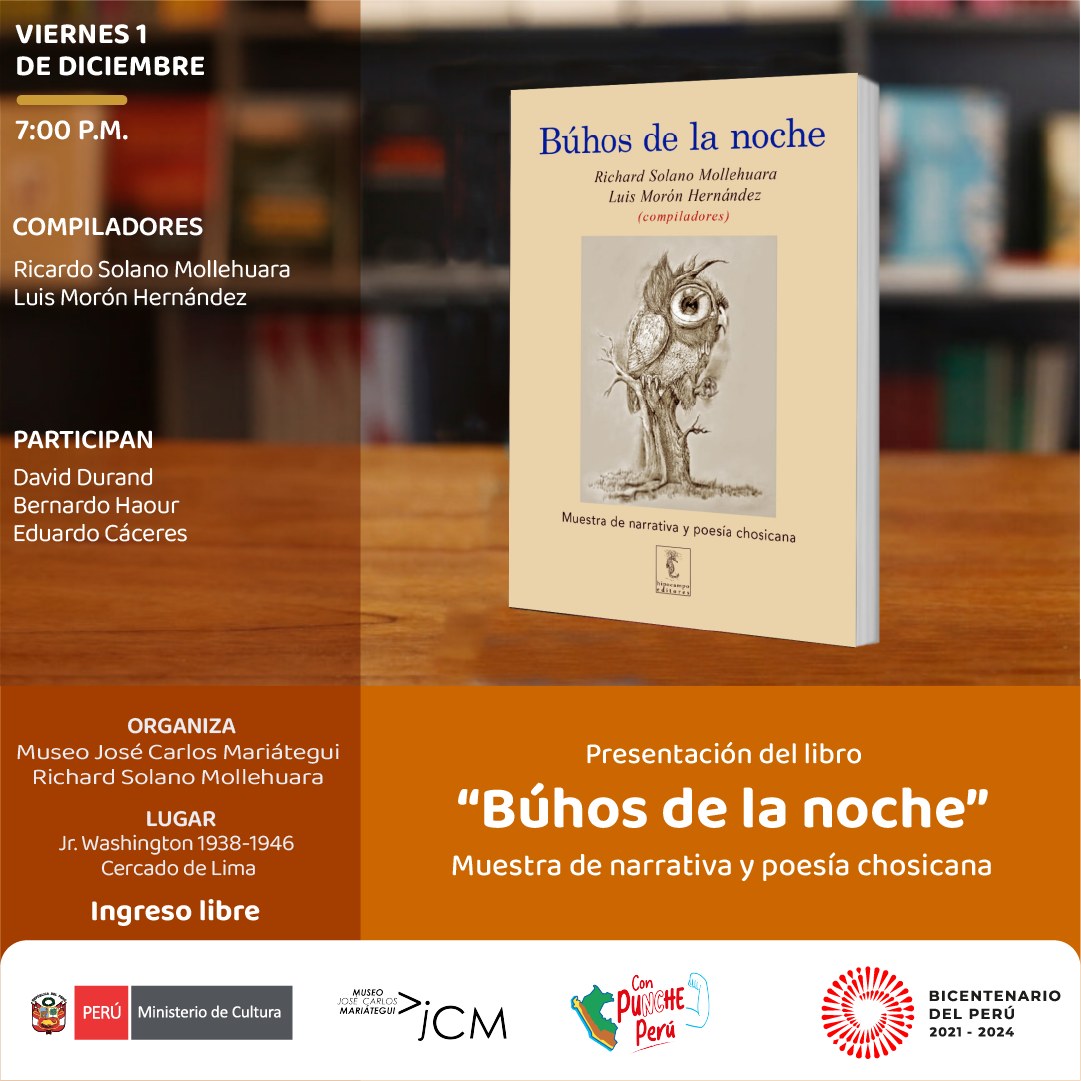 Presentación de libro. Búhos de la noche. Muestra de narrativa y poesía chosicana.