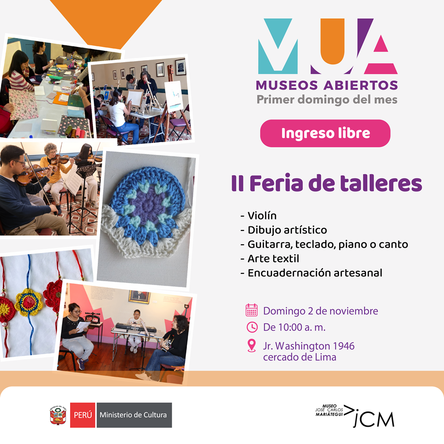 Museos Abiertos. II Feria de talleres: violín, dibujo artístico, guitarra, teclado o piano y canto, arte textil y encuadernación artesanal