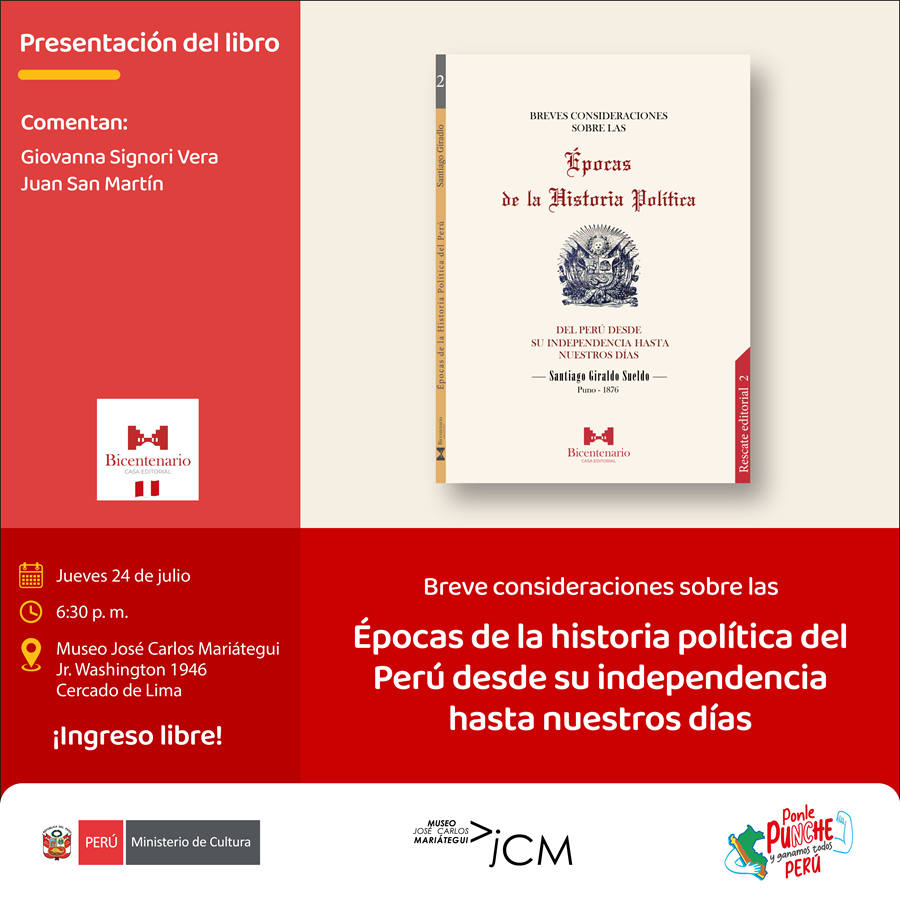 Presentación del libro. Breve consideraciones sobre las Épocas de la historia política del Perú desde su independencia hasta nuestros días