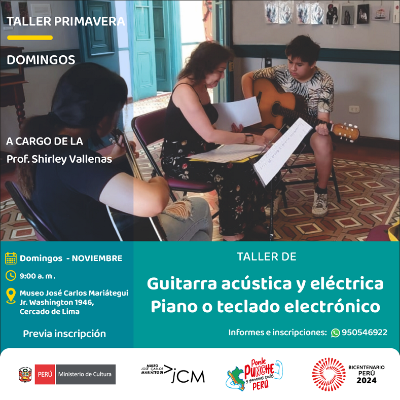 Taller Piano o teclado y guitarra acústica o eléctrica. A cargo de la profesora: Shirley Vallenas Buenos