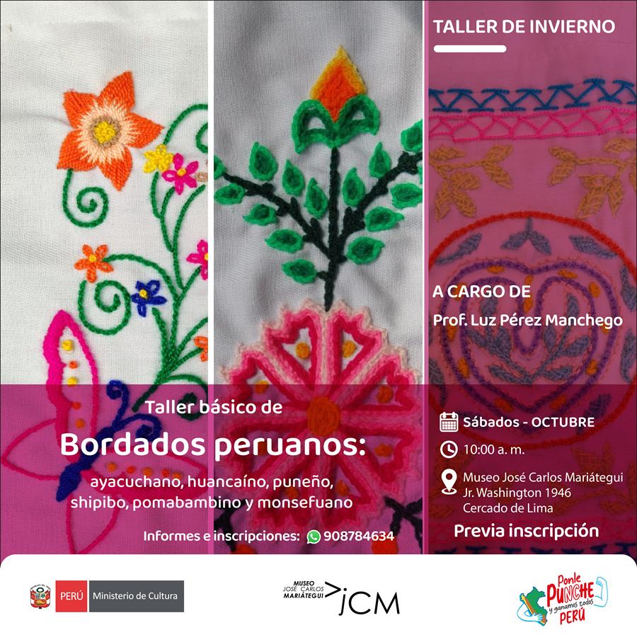 Taller de bordado. A cargo de la profesora: Luz Pérez Manchego