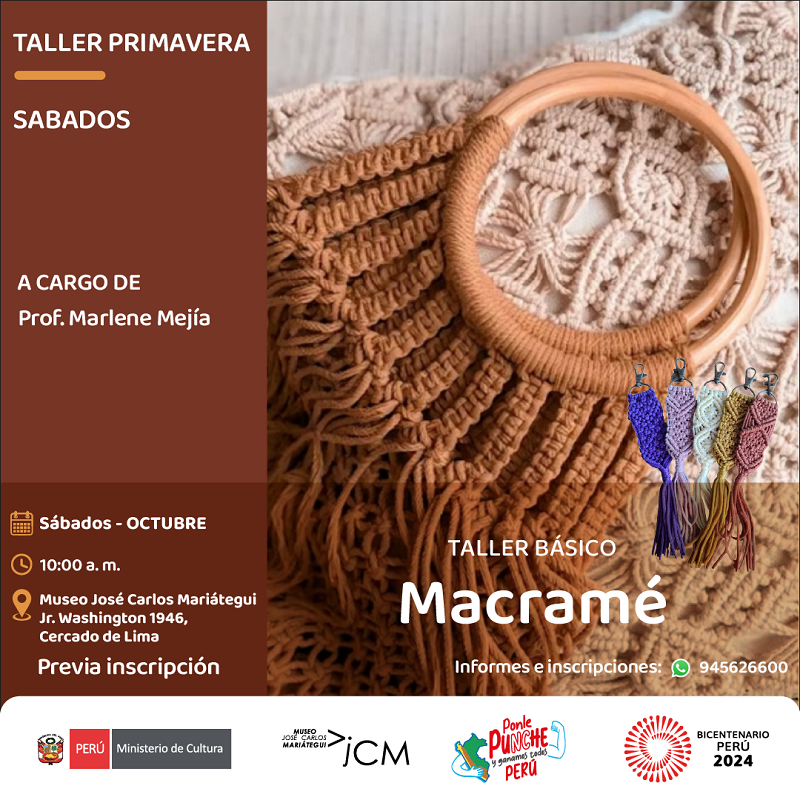 Taller bordado macramé. A cargo de la profesora: Marlene Mejía Pérez.