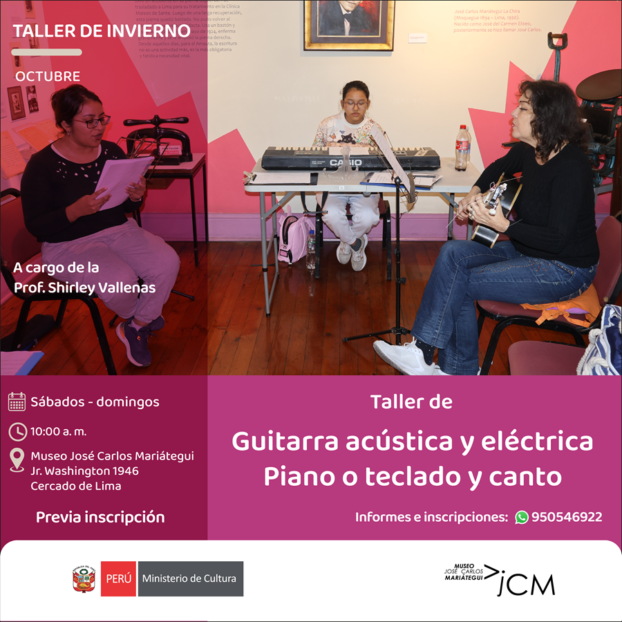 Taller guitarra acústica, Piano o teclado y canto. A cargo de la profesora Shirley Vallenas Buenos