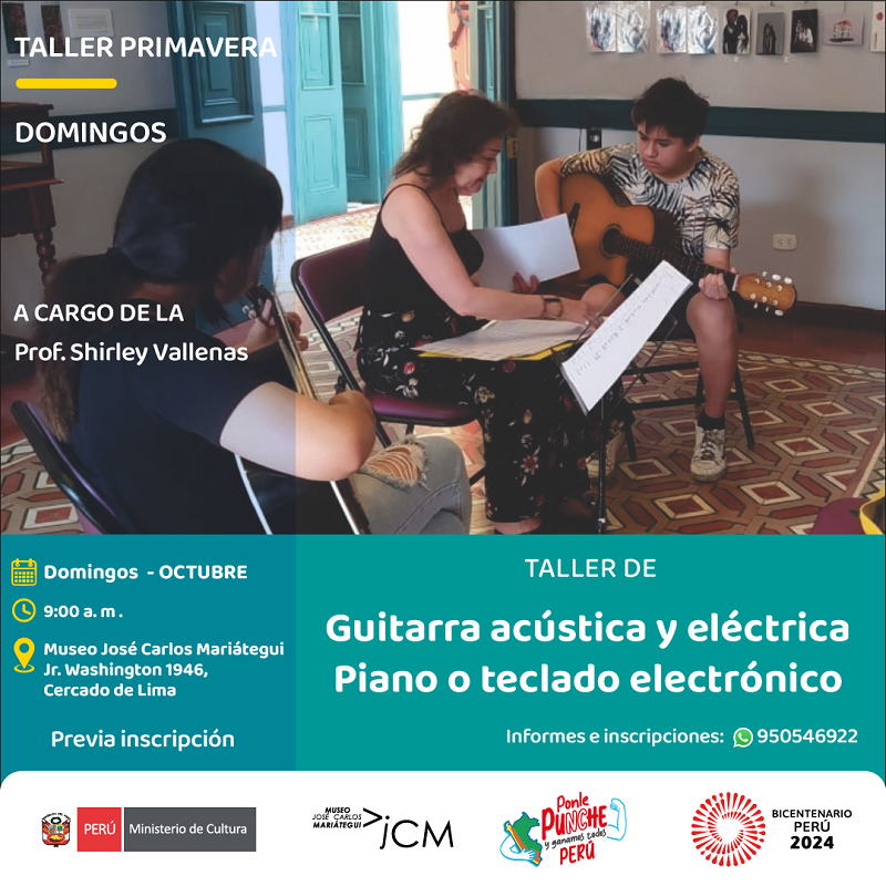 Taller Piano o teclado y guitarra acústica o eléctrica. A cargo de la profesora: Shirley Vallenas Buenos.