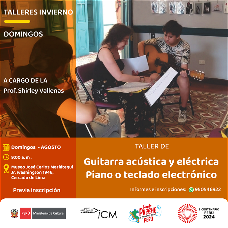 Taller Piano o teclado y guitarra acústica o eléctrica. A cargo de la profesora: Shirley Vallena Buenos