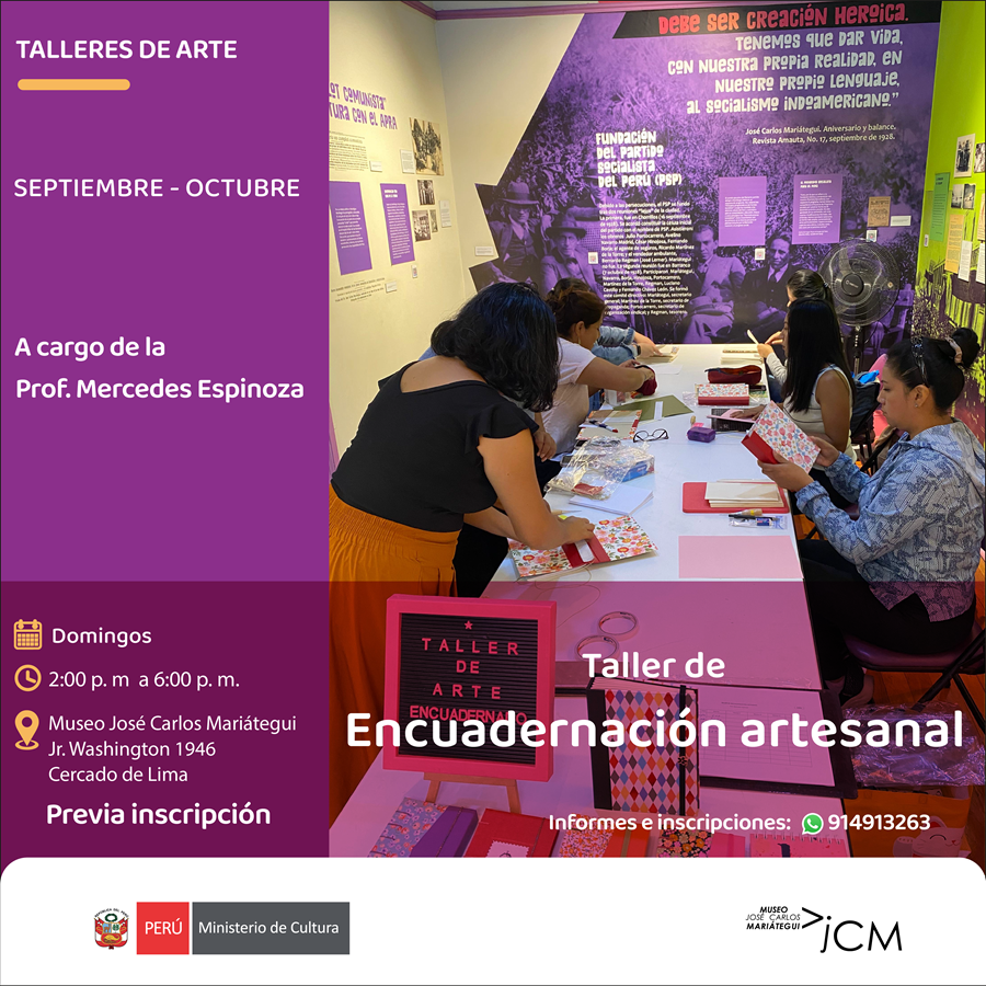 Taller de encuadernación artesanal. A cargo de la profesora: Mercedes Espinoza