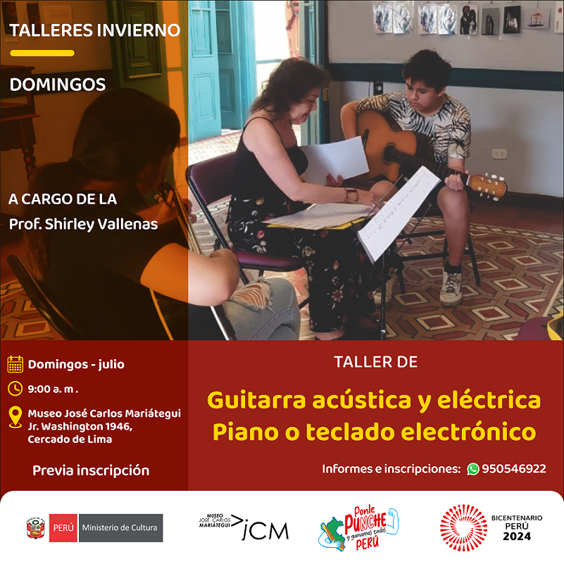 Taller Piano o teclado y guitarra acústica o eléctrica. A cargo de la profesora: Shirley Vallena Buenos