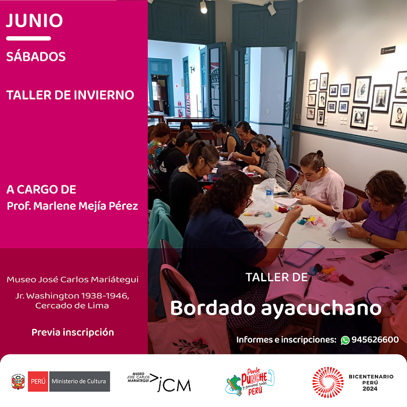 Taller bordados ayacuchanos de la profesora: Marlene Mejía Pérez