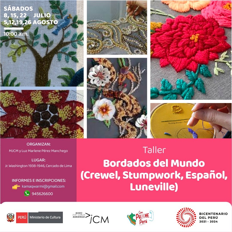 Taller: Bordados del Mundo (Crewel, Stumpwork, Español, Luneville)