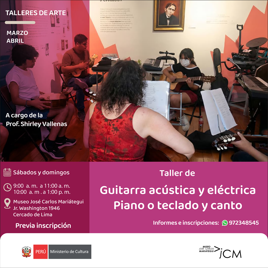Taller guitarra acústica, Piano o teclado y canto. A cargo de la profesora Shirley Vallenas Buenos