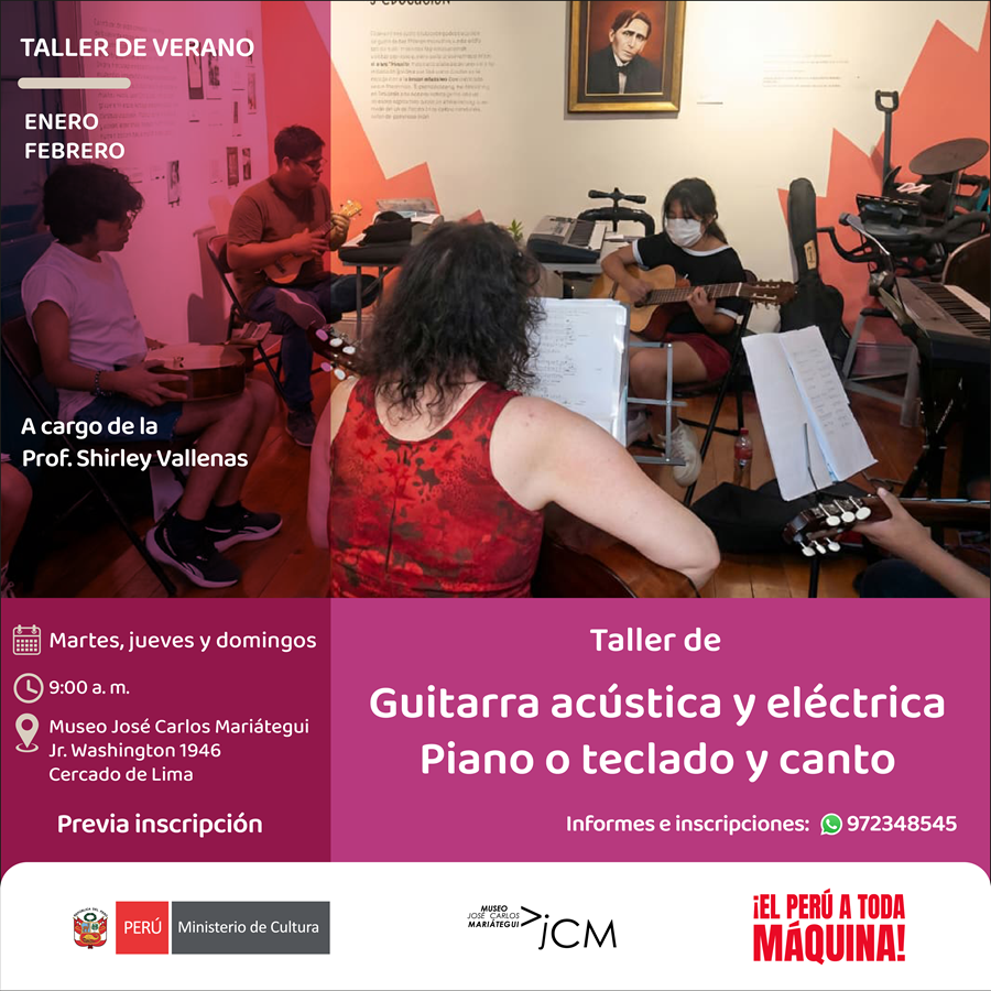 Taller guitarra acústica, Piano o teclado y canto. A cargo de la profesora Shirley Vallenas Buenos Solapas principales Ver