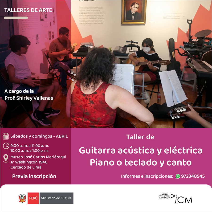 Taller guitarra acústica, Piano o teclado y canto. A cargo de la profesora Shirley Vallenas Buenos
