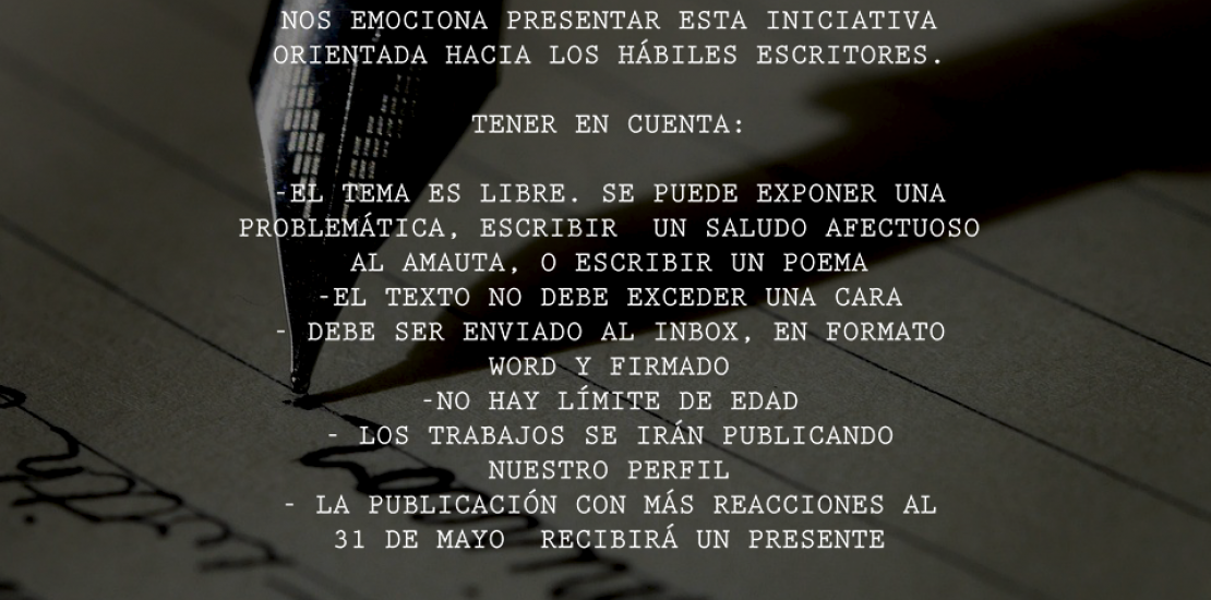 #MJCM | Honrando la memoria de un gran escritor como el Amauta, este museo les presenta #EscríbeleAMariátegui. Esperaremos ansiosos sus textos en nuestro correo institucional: casamariategui@cultura.gob.pe Todas las indicaciones en la siguiente imagen.